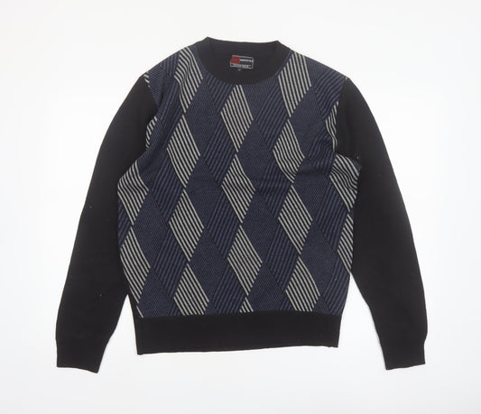 Northpole Men’s Black Argyle Knit Pullover Jumper Size M