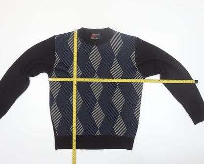 Northpole Men’s Black Argyle Knit Pullover Jumper Size M