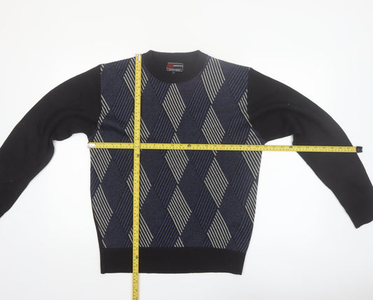 Northpole Men’s Black Argyle Knit Pullover Jumper Size M