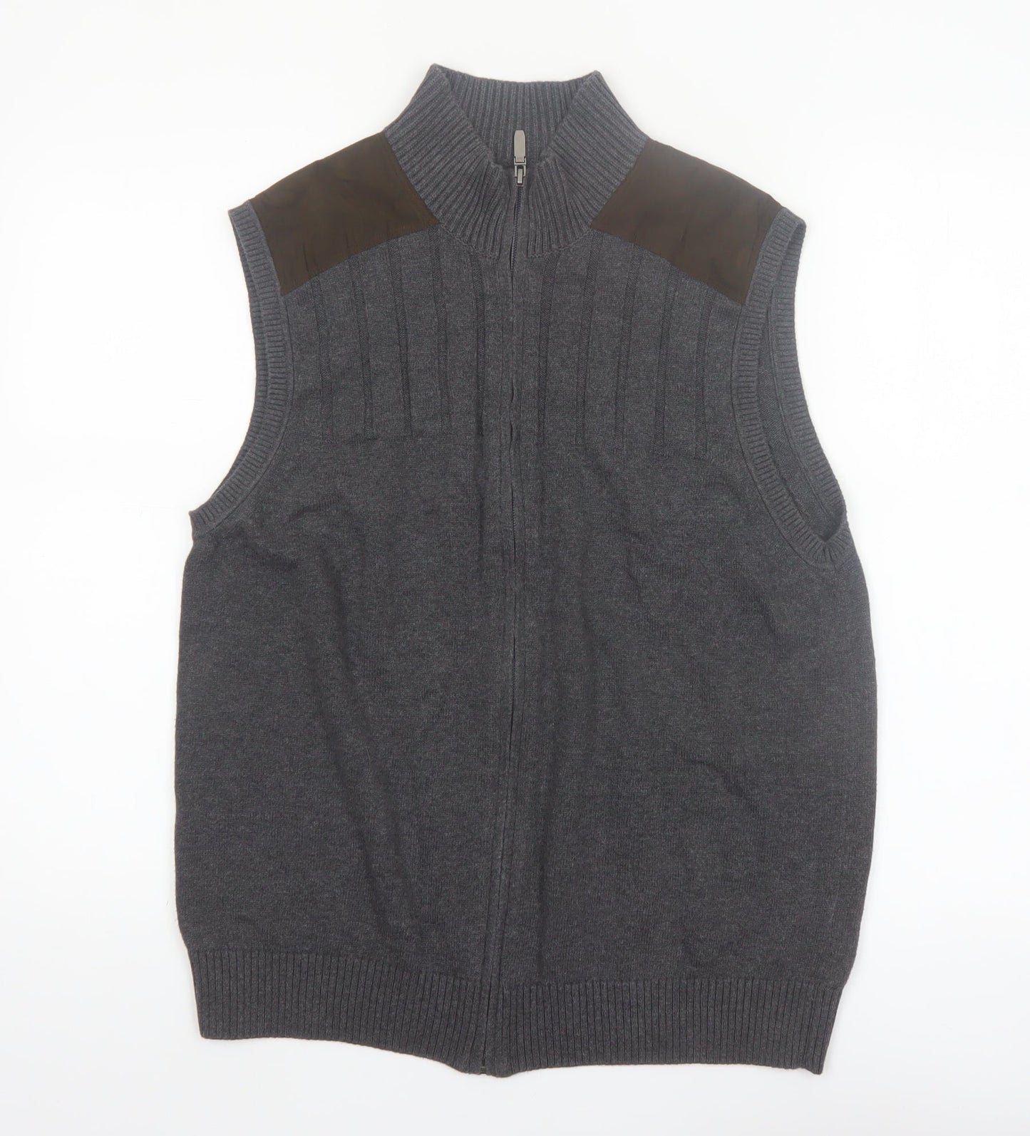 Alex Cannon Men's Grey Cotton Sleeveless Full Zip Vest Jumper L