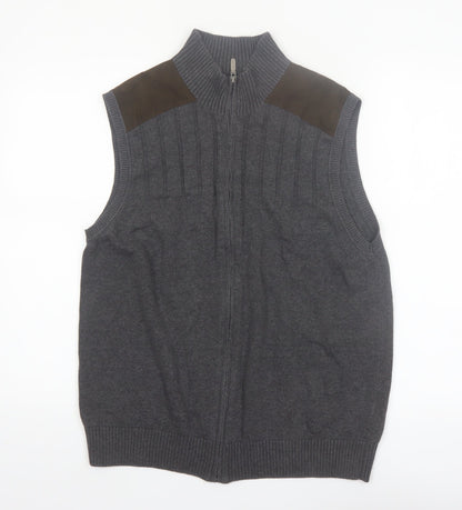 Alex Cannon Men's Grey Cotton Sleeveless Full Zip Vest Jumper L
