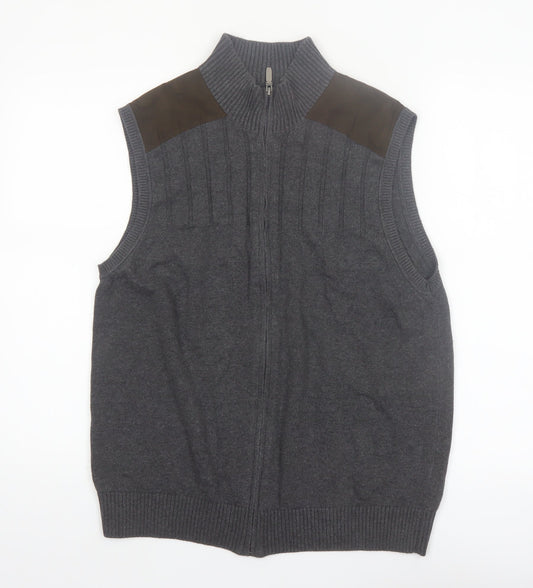 Alex Cannon Men's Grey Cotton Sleeveless Full Zip Vest Jumper L