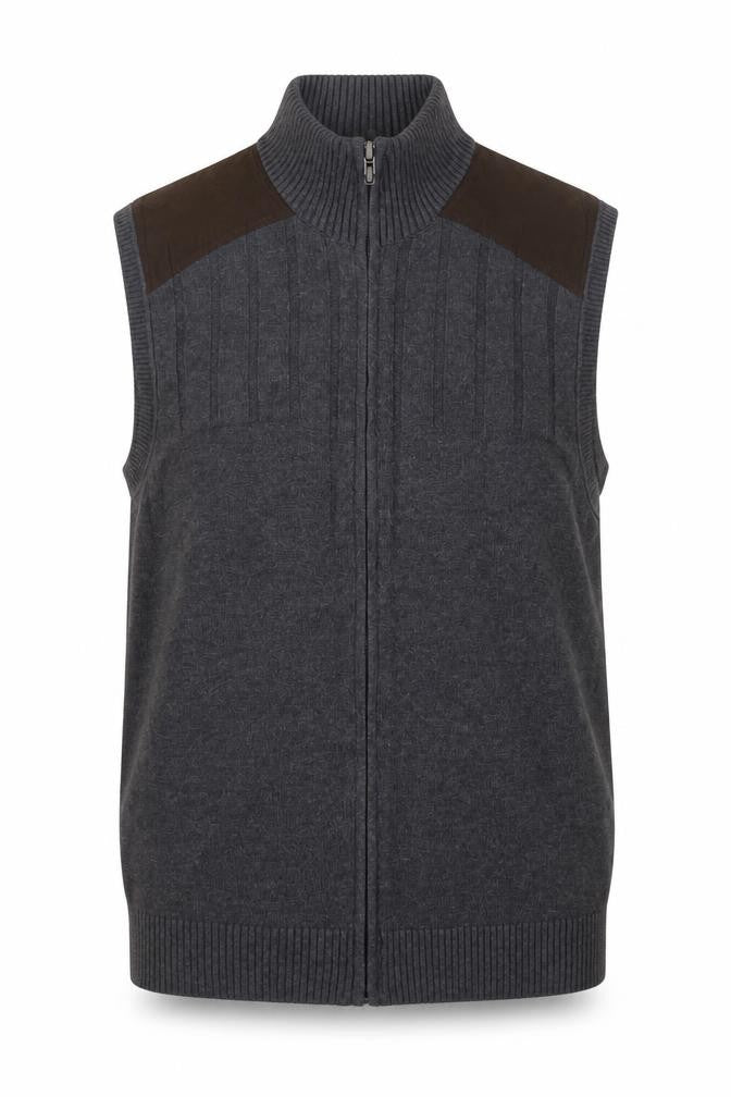 Alex Cannon Men's Grey Cotton Sleeveless Full Zip Vest Jumper L