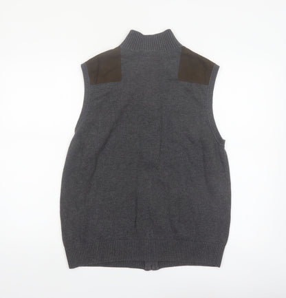 Alex Cannon Men's Grey Cotton Sleeveless Full Zip Vest Jumper L