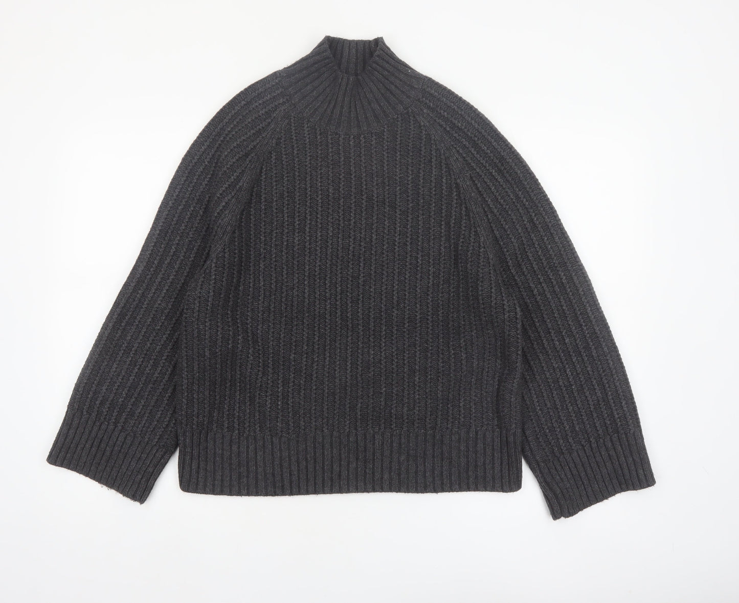 Next Women's Grey Chunky Knit Mock Neck Jumper Size S