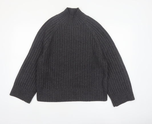 Next Women's Grey Chunky Knit Mock Neck Jumper Size S