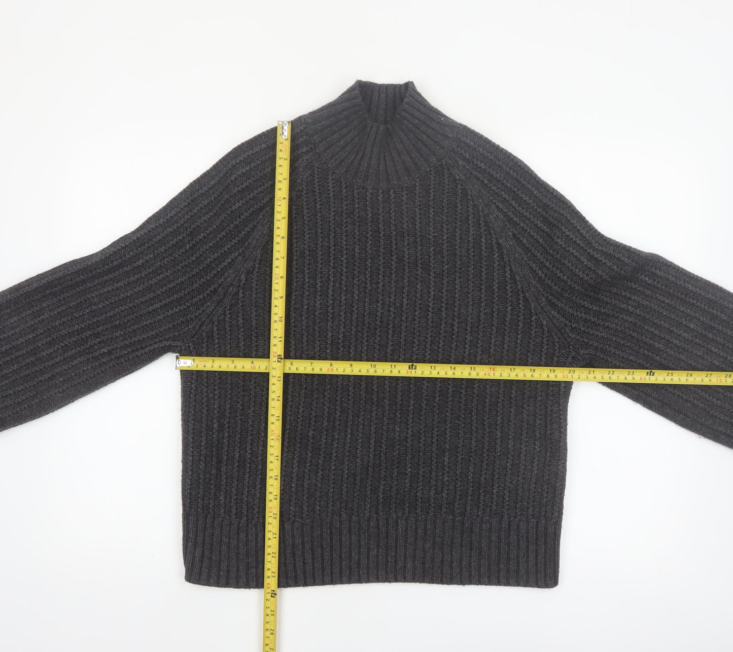 Next Women's Grey Chunky Knit Mock Neck Jumper Size S