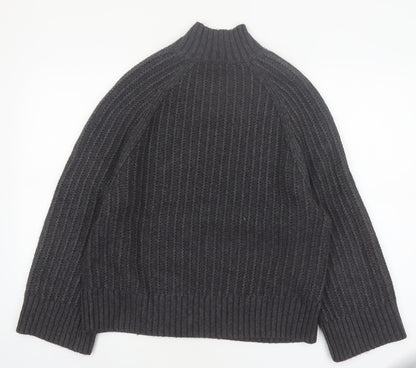Next Women's Grey Chunky Knit Mock Neck Jumper Size S