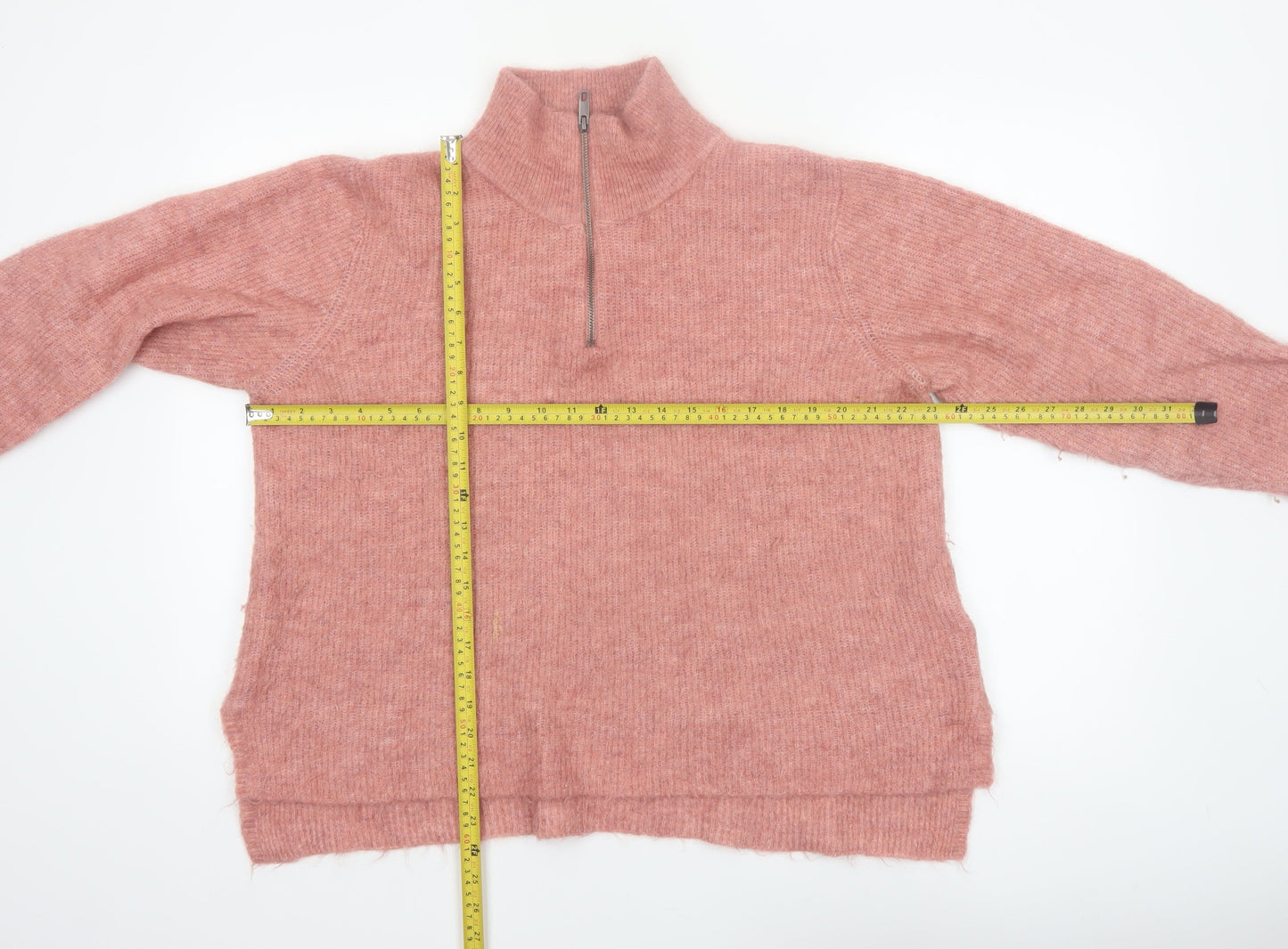 ICHI Women’s Pink High Neck 1/2 Zip Knit Jumper XL