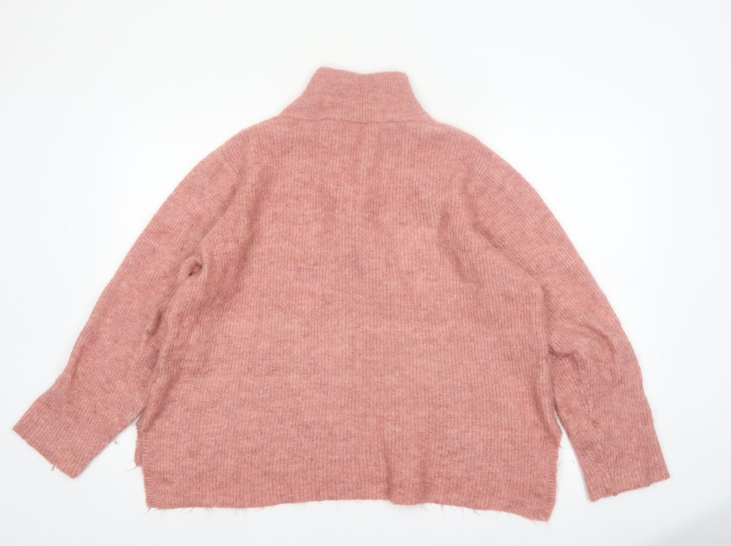 ICHI Women’s Pink High Neck 1/2 Zip Knit Jumper XL