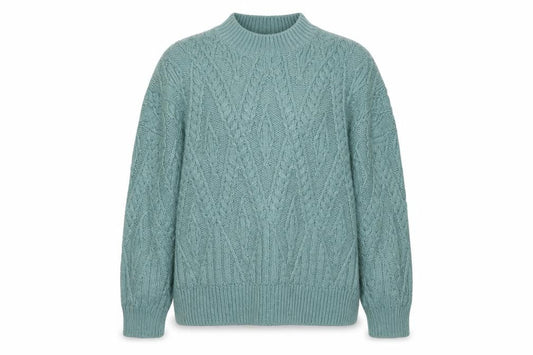 FatFace Women Green Cable Knit Mock Neck Jumper Size 22