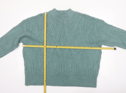 FatFace Women Green Cable Knit Mock Neck Jumper Size 22
