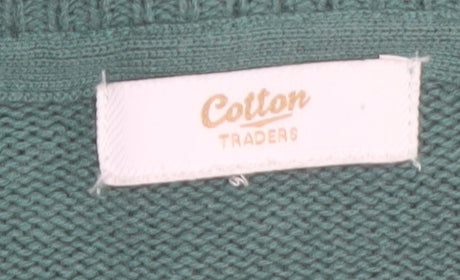 Cotton Traders Men’s Green Cotton Crew Neck Pullover Jumper M