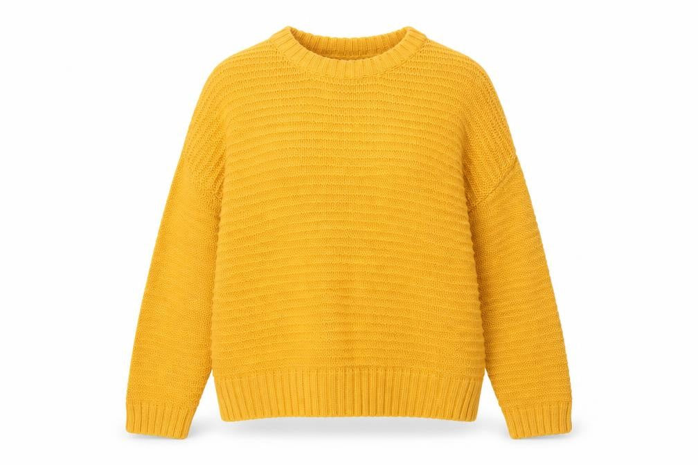 H&M Women Yellow Chunky Knit Crew Neck Pullover Jumper Size L