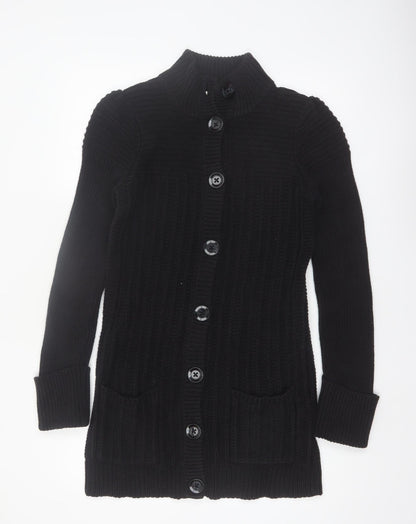 Next Women’s Black Cotton Blend Long Sleeve Button Cardigan Size 12