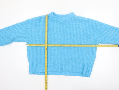 New Look Women's Blue Mock Neck Chunky Knit Pullover Jumper Size L