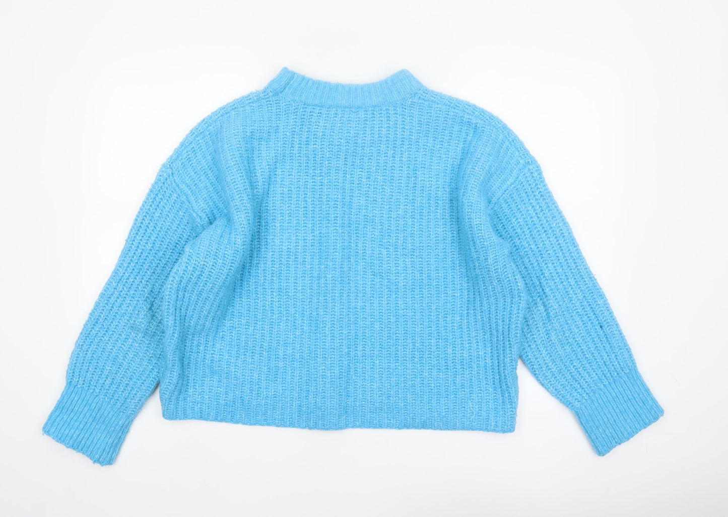 New Look Women's Blue Mock Neck Chunky Knit Pullover Jumper Size L