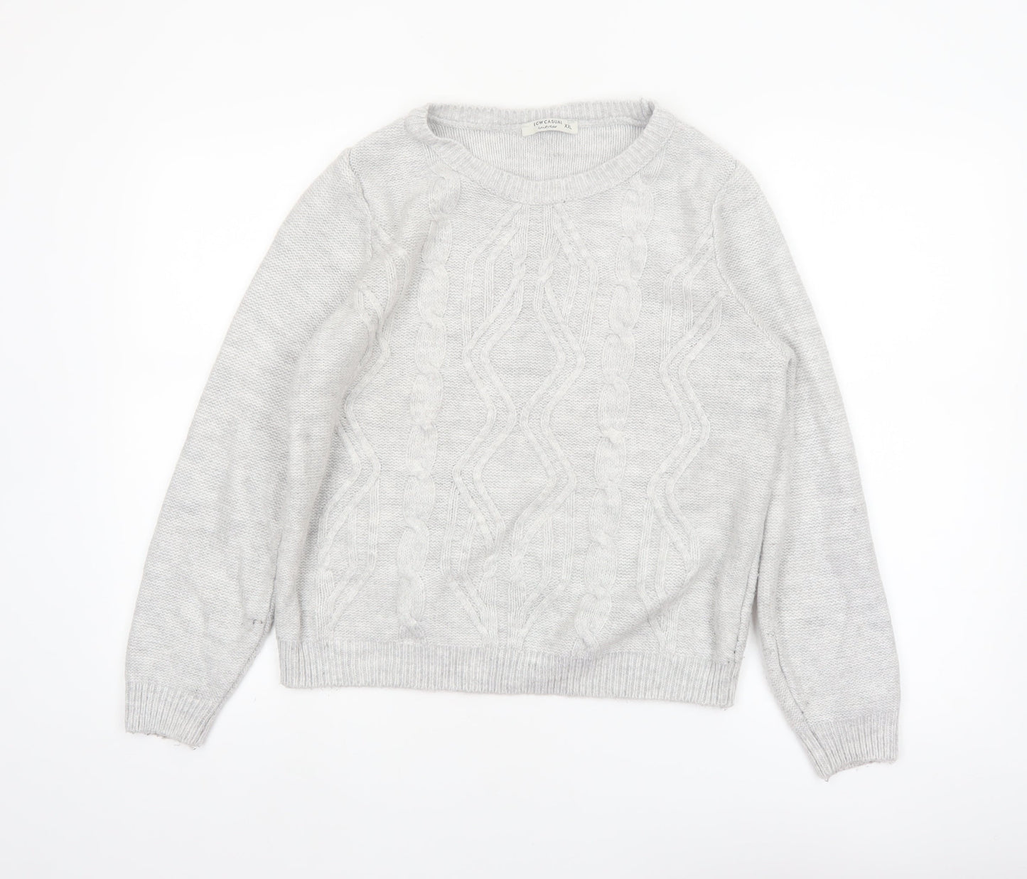 LCW Casual Women's Grey Cable Knit Crew Neck Jumper XXL