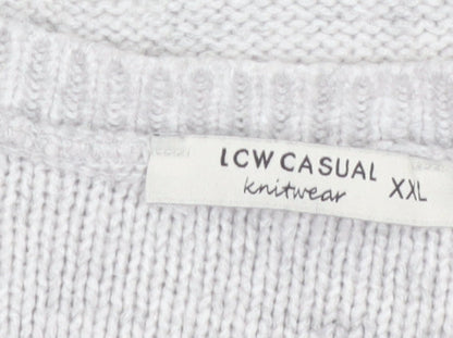 LCW Casual Women's Grey Cable Knit Crew Neck Jumper XXL
