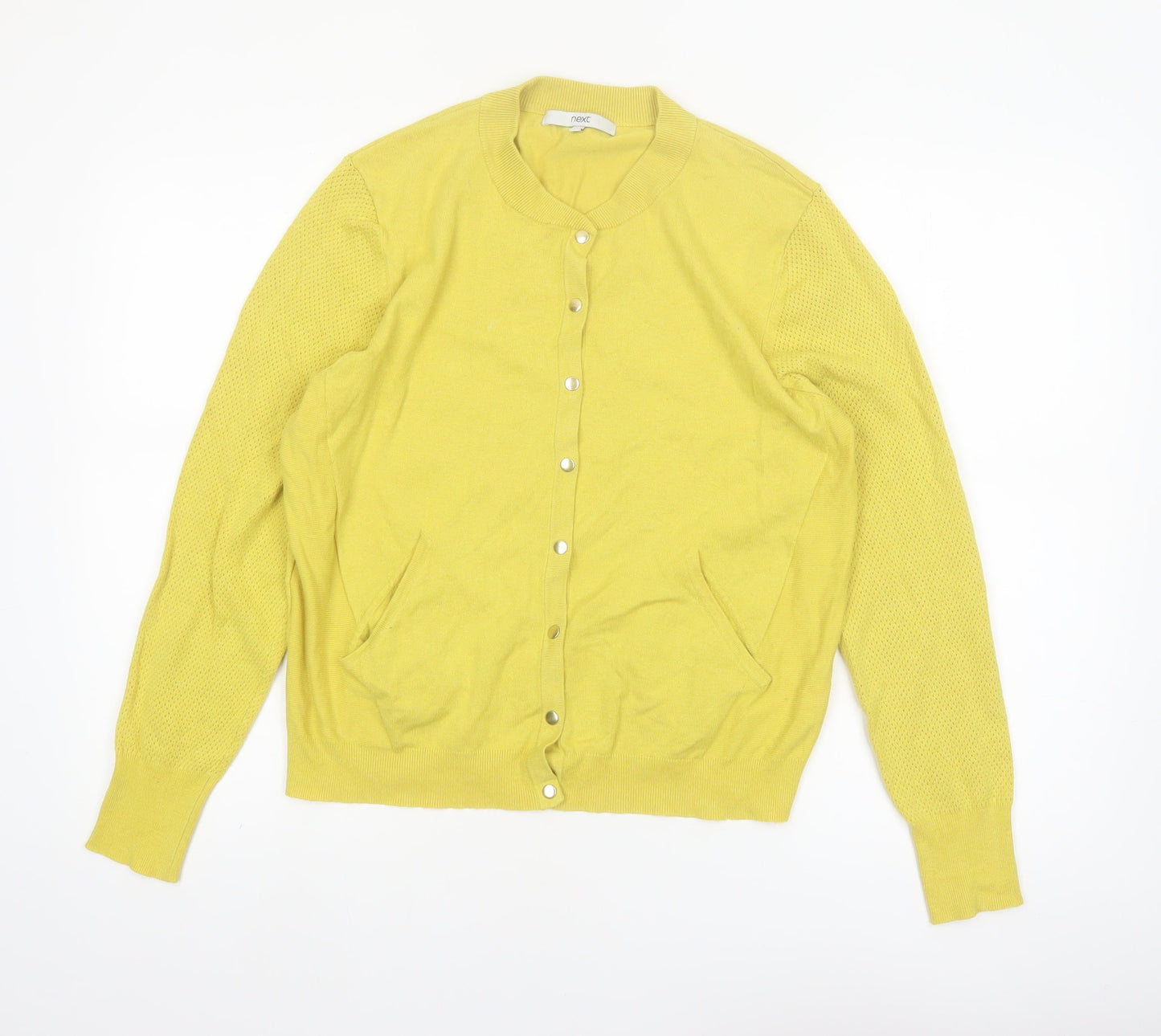 Next Womens Yellow Crew Neck Long Sleeve Cardigan Size 14