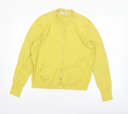 Next Womens Yellow Crew Neck Long Sleeve Cardigan Size 14