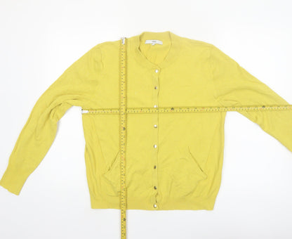 Next Womens Yellow Crew Neck Long Sleeve Cardigan Size 14