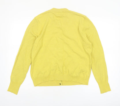 Next Womens Yellow Crew Neck Long Sleeve Cardigan Size 14