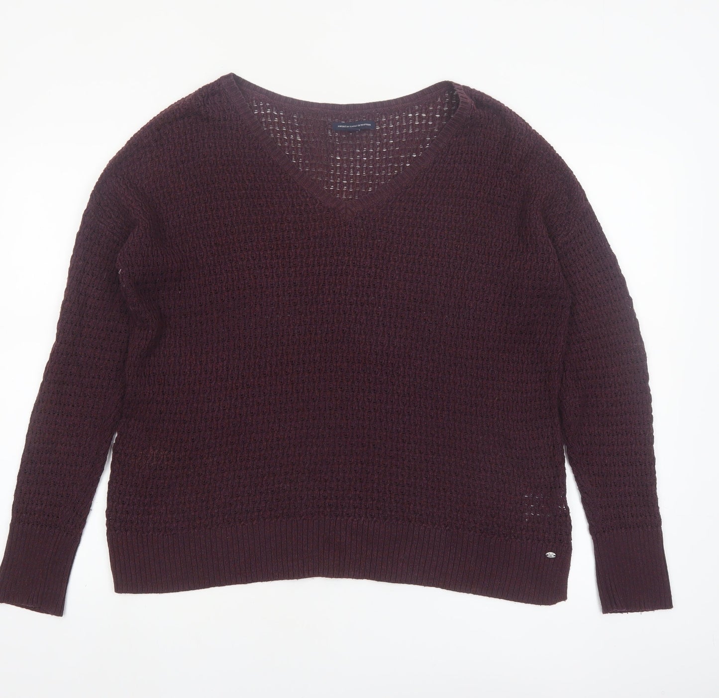 American Eagle Outfitters Women’s Brown Knit V-Neck Jumper Size M