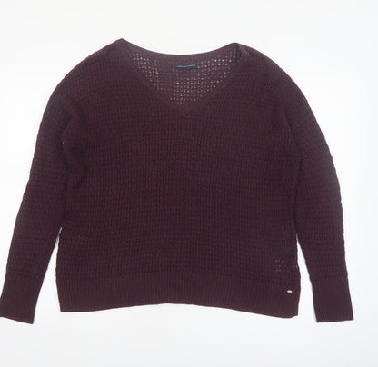 American Eagle Outfitters Women’s Brown Knit V-Neck Jumper Size M