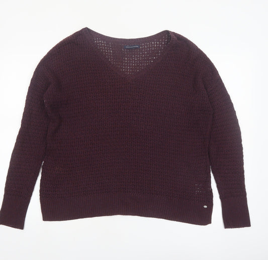 American Eagle Outfitters Women’s Brown Knit V-Neck Jumper Size M