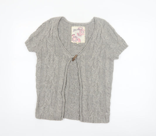 Mantary Women’s Grey Cable-Knit Short Sleeve Cardigan UK 10