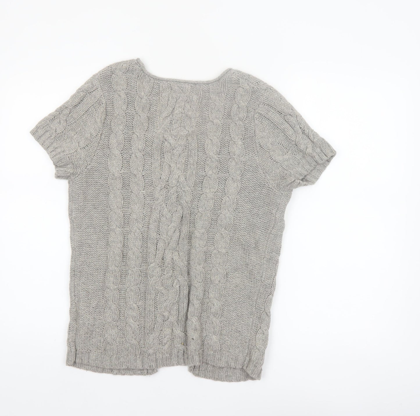 Mantary Women’s Grey Cable-Knit Short Sleeve Cardigan UK 10