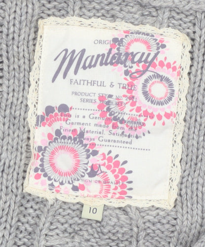Mantary Women’s Grey Cable-Knit Short Sleeve Cardigan UK 10