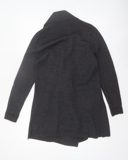 Ellen Tracy Women's Black L Belted Open Front Knit Cardigan