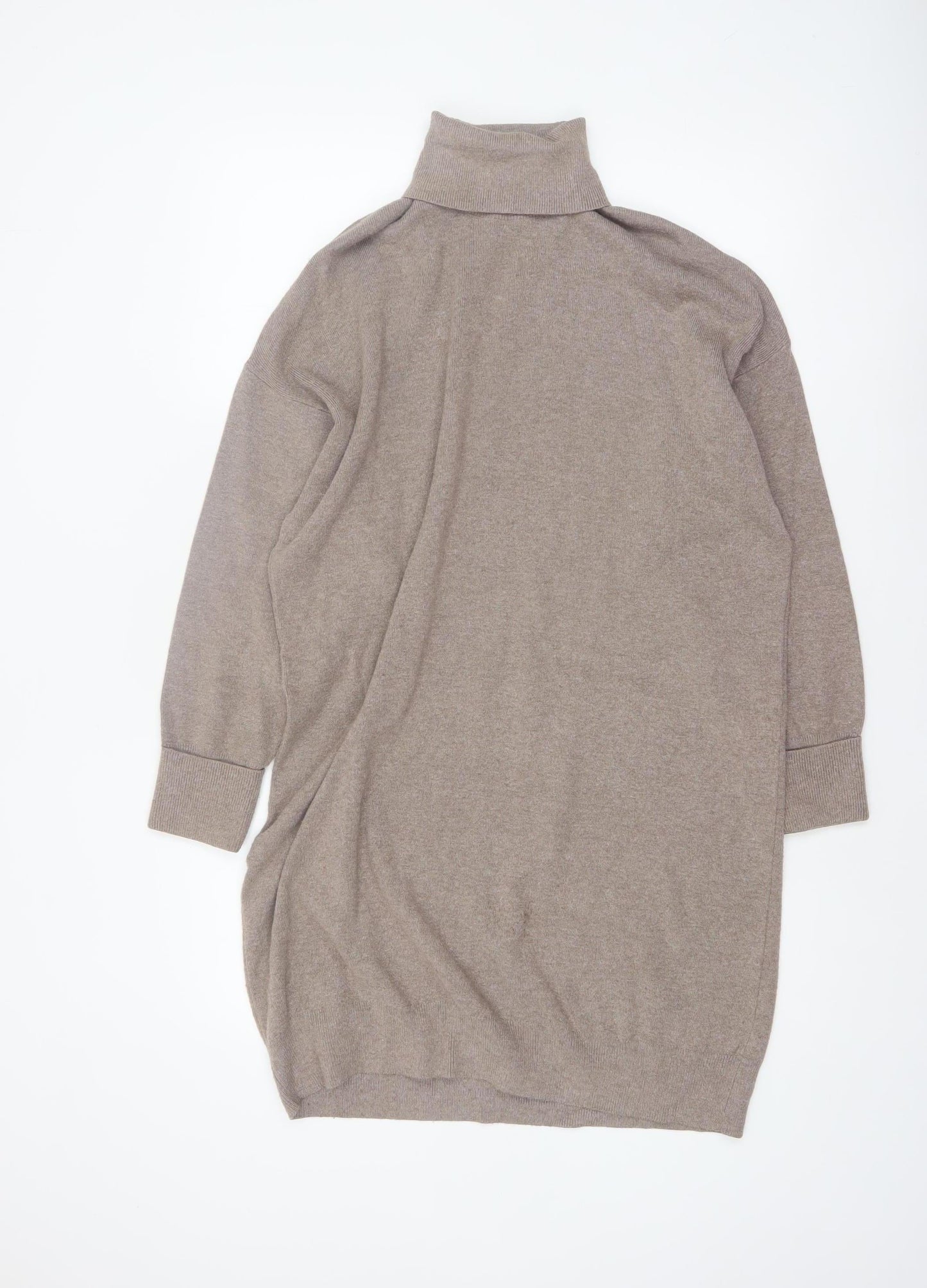 F&F Women Beige Roll Neck Long Sleeve Tunic Jumper M