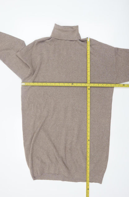 F&F Women Beige Roll Neck Long Sleeve Tunic Jumper M