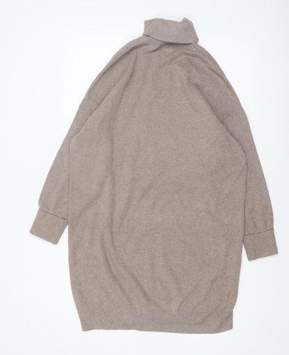 F&F Women Beige Roll Neck Long Sleeve Tunic Jumper M