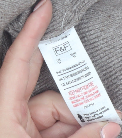 F&F Women Beige Roll Neck Long Sleeve Tunic Jumper M