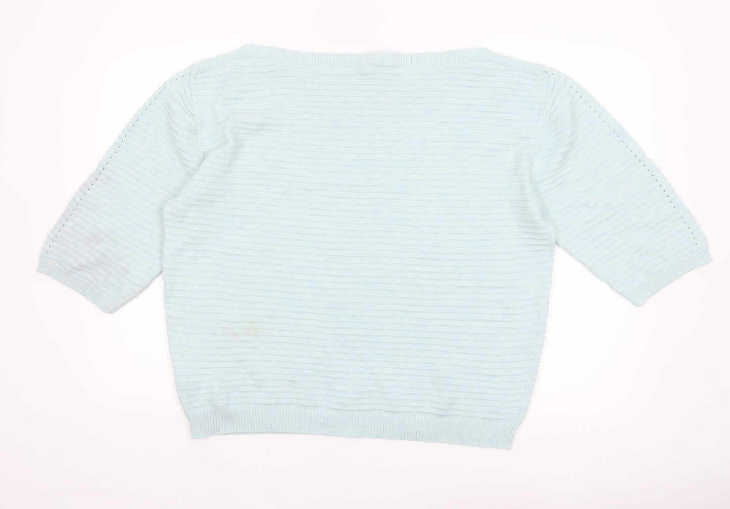 Marble Women Blue Cotton Boat Neck 3/4 Sleeve Pullover Jumper Size 16