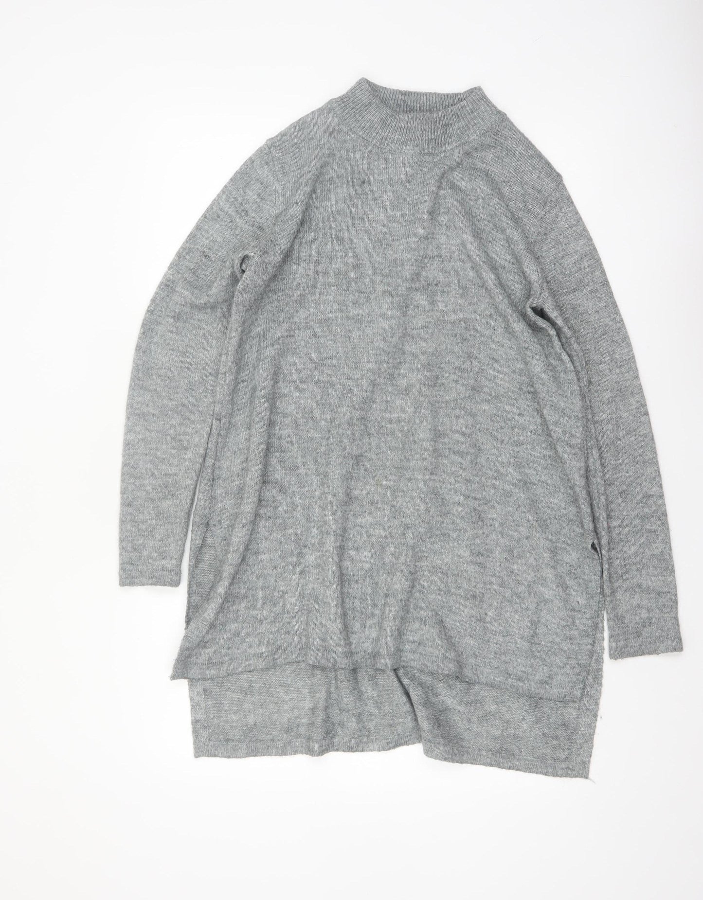 H&M Women’s Grey Mock Neck Long Sleeve Tunic Jumper Size 12