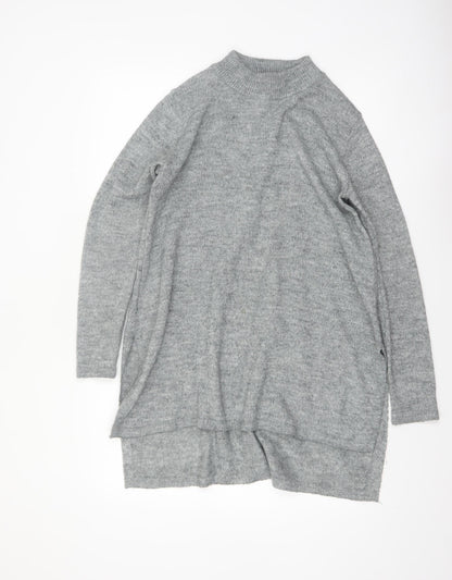 H&M Women’s Grey Mock Neck Long Sleeve Tunic Jumper Size 12