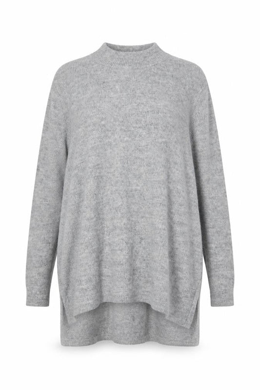 H&M Women’s Grey Mock Neck Long Sleeve Tunic Jumper Size 12