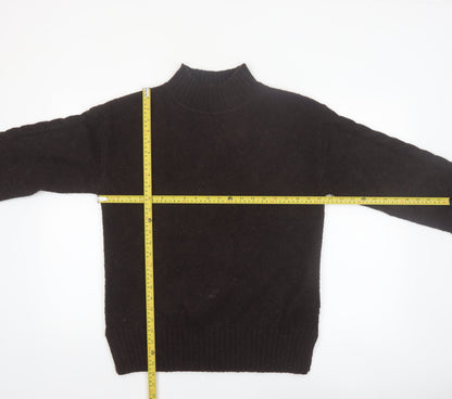 Marks and Spencer Women Brown Mock Neck Alpaca Blend Jumper Size S