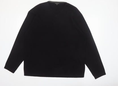 George Men’s Black 2XL V-Neck Knit Acrylic Jumper