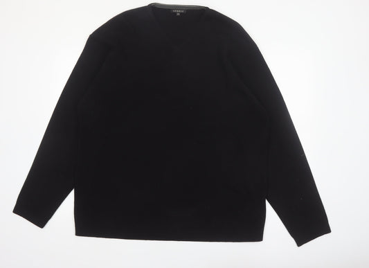 George Men’s Black 2XL V-Neck Knit Acrylic Jumper