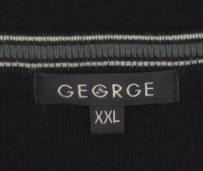 George Men’s Black 2XL V-Neck Knit Acrylic Jumper