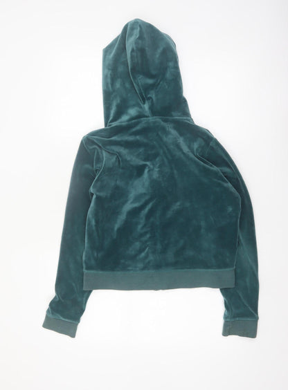 Juicy Couture Women Green Velour Full Zip Hoodie Size L