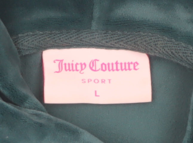 Juicy Couture Women Green Velour Full Zip Hoodie Size L