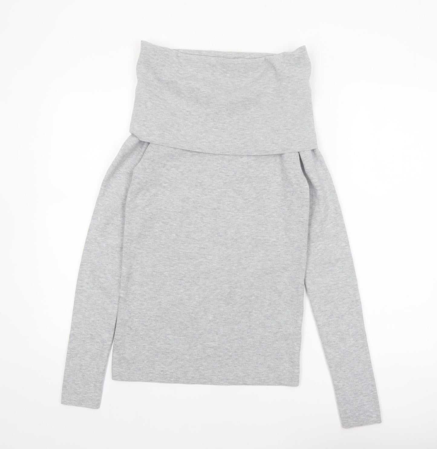 Bershka Women's Grey Cowl Neck Long Sleeve Pullover Jumper Size 14