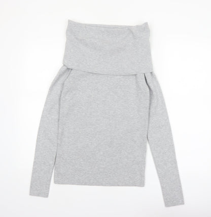 Bershka Women's Grey Cowl Neck Long Sleeve Pullover Jumper Size 14